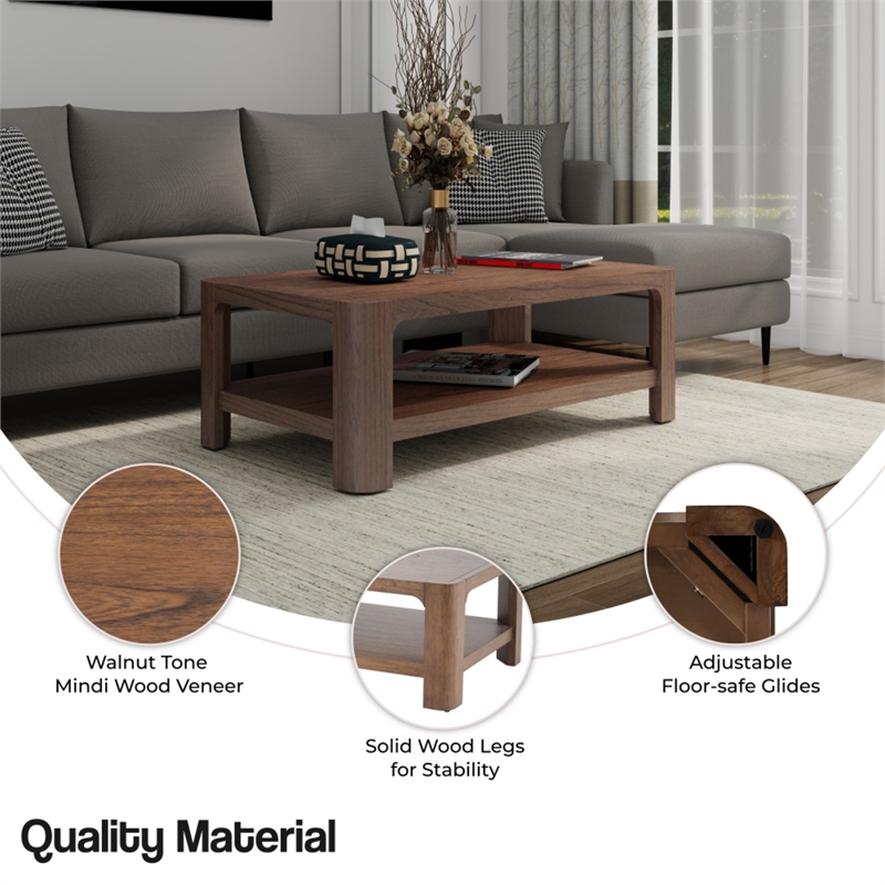 NPD Furniture Trevin KD Rectangular Coffee Table in Walnut