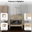 NPD Furniture Trevin Nightstand/Side Table 1 Drawer in Weathered Sand