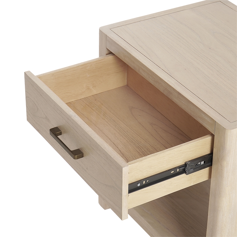 NPD Furniture Trevin Nightstand/Side Table 1 Drawer in Weathered Sand