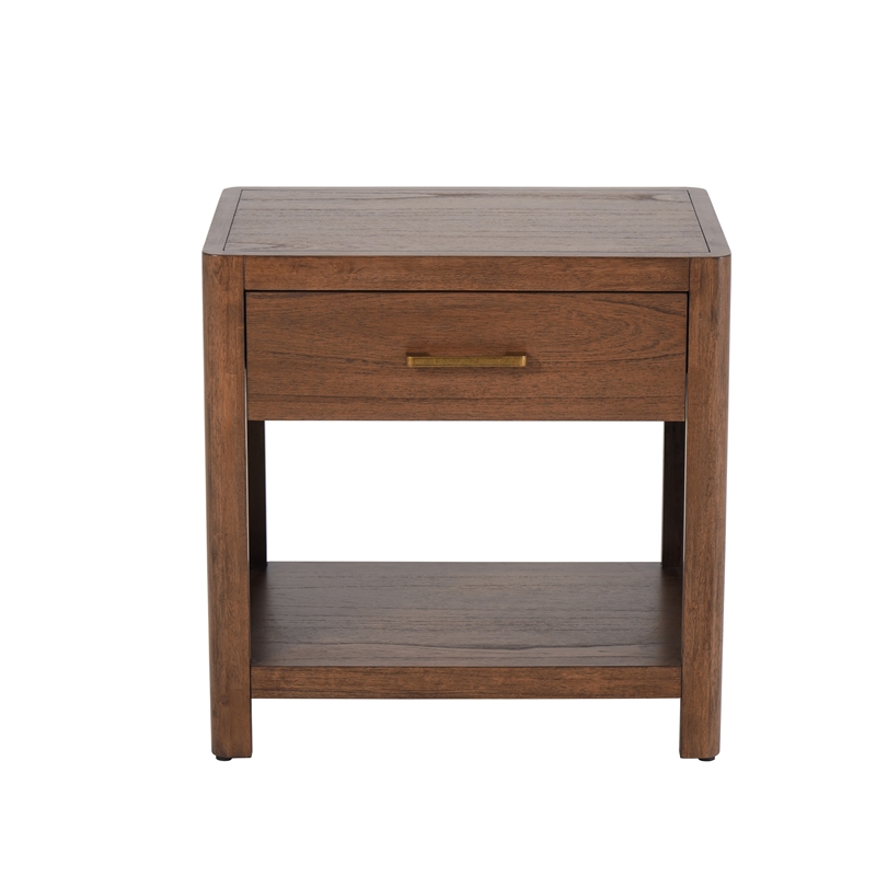 NPD Furniture Trevin Nightstand/Side Table 1 Drawer in Walnut
