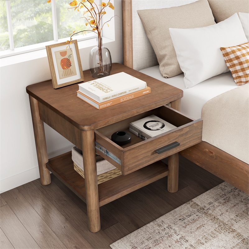 NPD Furniture Bloomfield Nightstand/Side Table in Dark Walnut