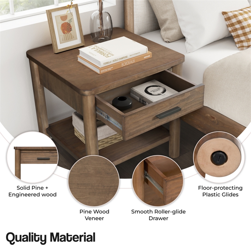 NPD Furniture Bloomfield Nightstand/Side Table in Dark Walnut