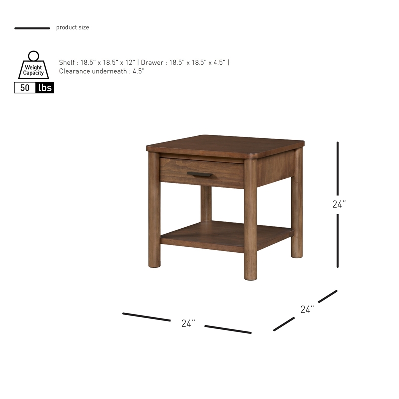 NPD Furniture Bloomfield Nightstand/Side Table in Dark Walnut