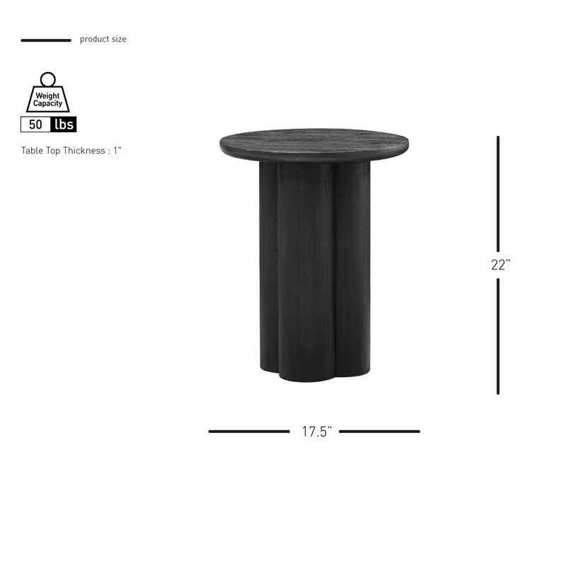 NPD Furniture Mayville Solid Wood Side/End Table in Alto Black