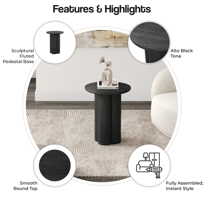 NPD Furniture Mayville Solid Wood Side/End Table in Alto Black