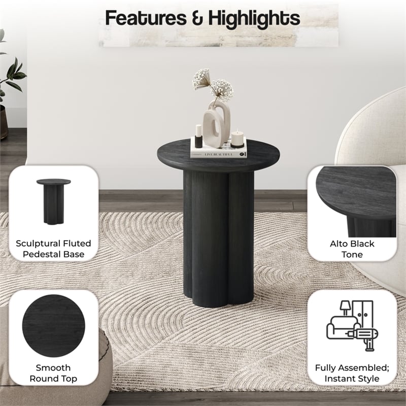 NPD Furniture Mayville Solid Wood Side/End Table in Alto Black