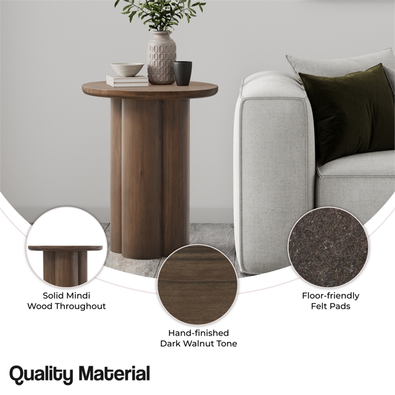 NPD Furniture Mayville Solid Wood Side/End Table in Dark Walnut