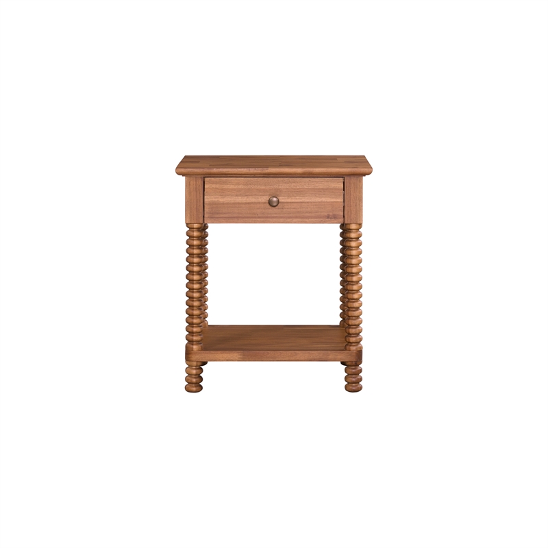 NPD Furniture Azella KD Nightstand/Side Table in Brushed Brown