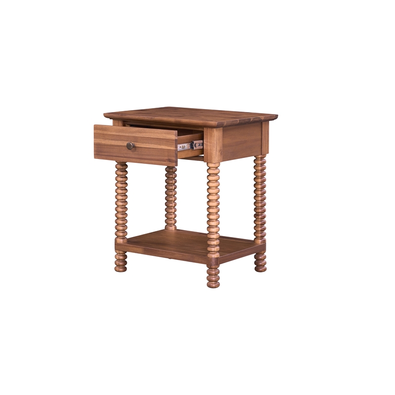 NPD Furniture Azella KD Nightstand/Side Table in Brushed Brown