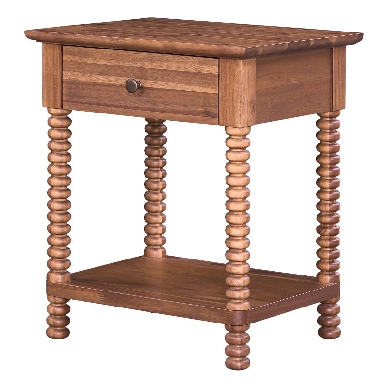 NPD Furniture Azella KD Nightstand/Side Table in Brushed Brown