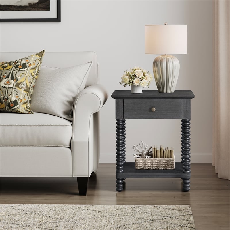NPD Furniture Azella KD Nightstand/Side Table in Alto Black