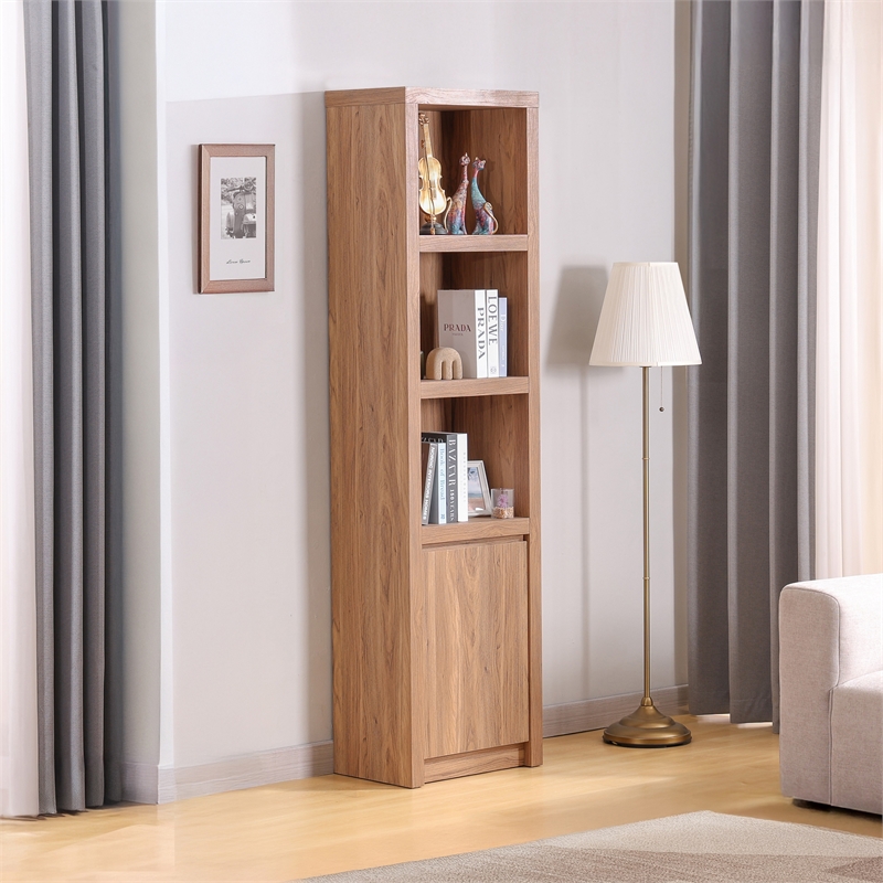 NPD Furniture Larson Shelf w/ Cabinet in Terra Oak