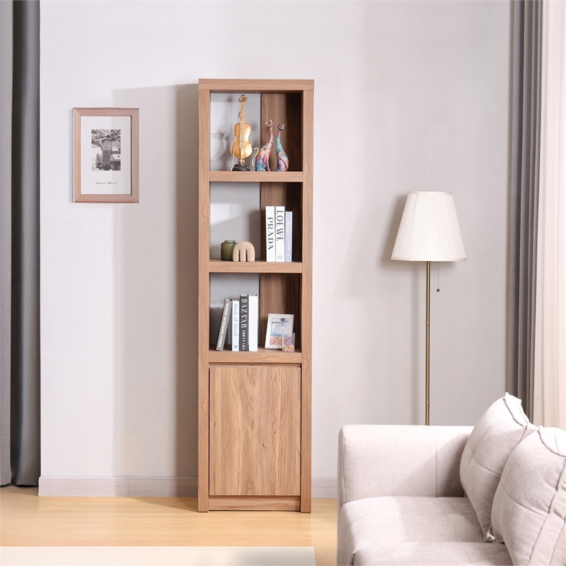 NPD Furniture Larson Shelf w/ Cabinet in Terra Oak