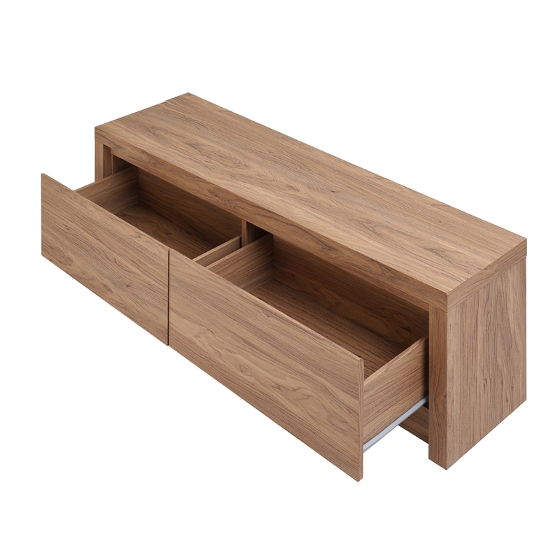NPD Furniture Larson Entryway Storage Bench in Terra Oak