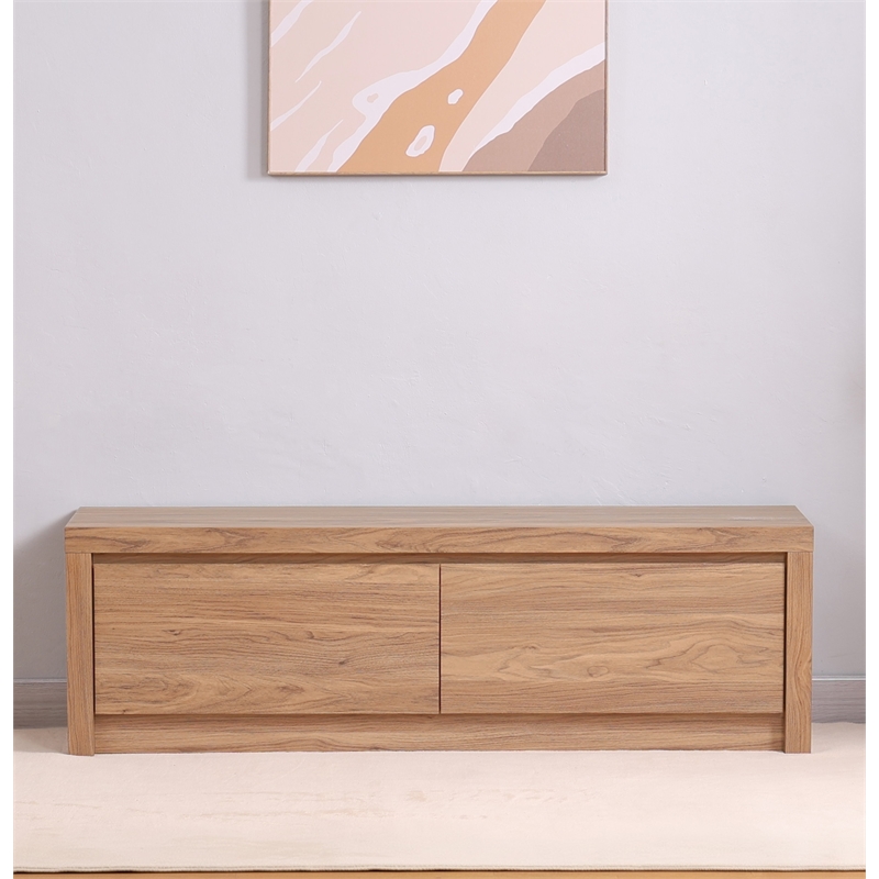 NPD Furniture Larson Entryway Storage Bench in Terra Oak