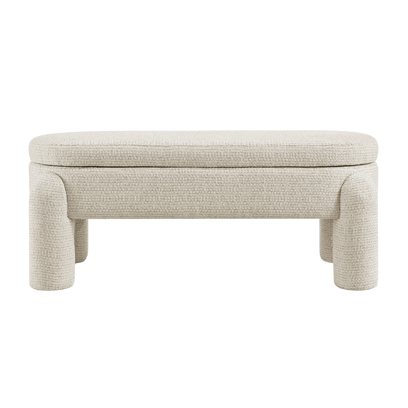 NPD Furniture Bowden Chenille Bench in Salzburg Beige