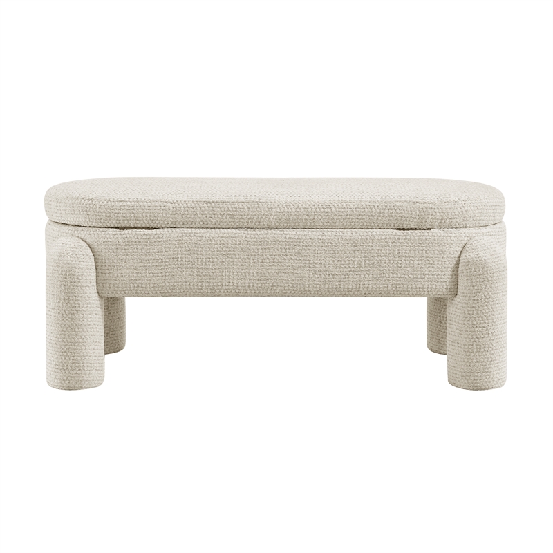NPD Furniture Bowden Chenille Bench in Salzburg Beige