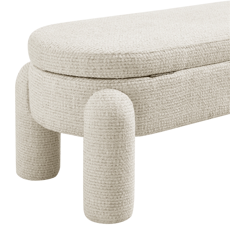 NPD Furniture Bowden Chenille Bench in Salzburg Beige