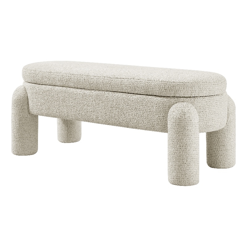 NPD Furniture Bowden Chenille Bench in Salzburg Beige