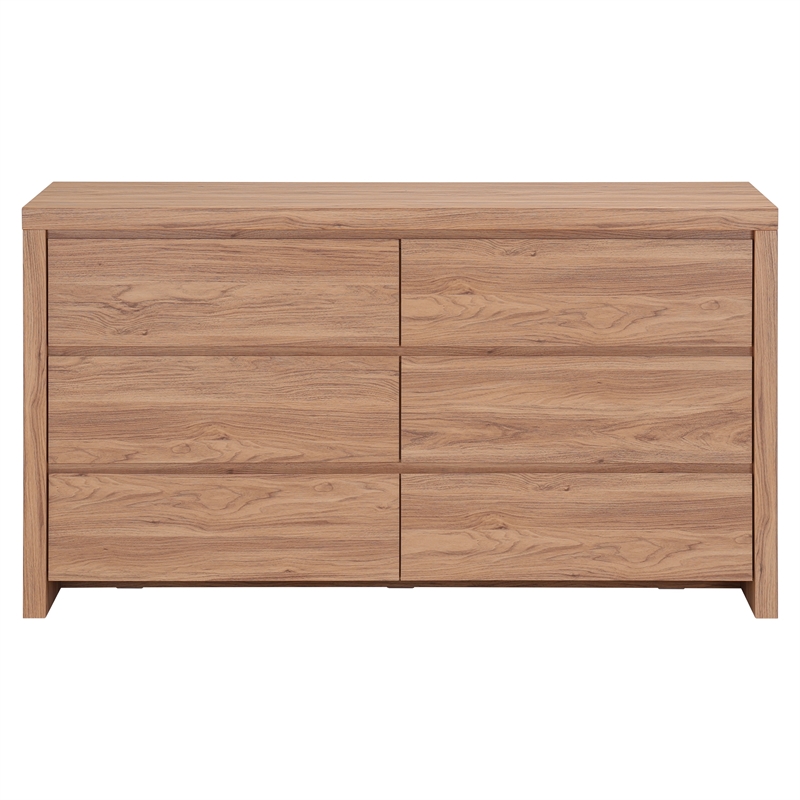 NPD Furniture Larson Dresser 6 Drawers in Terra Oak