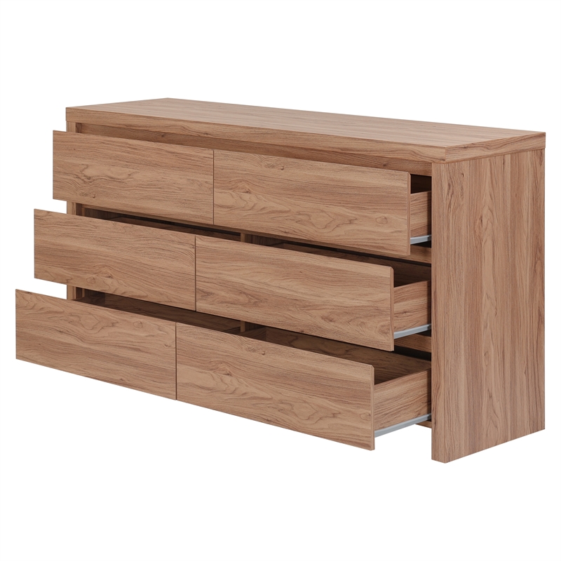 NPD Furniture Larson Dresser 6 Drawers in Terra Oak