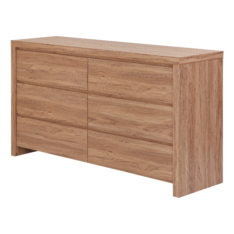 NPD Furniture Larson Dresser 6 Drawers in Terra Oak