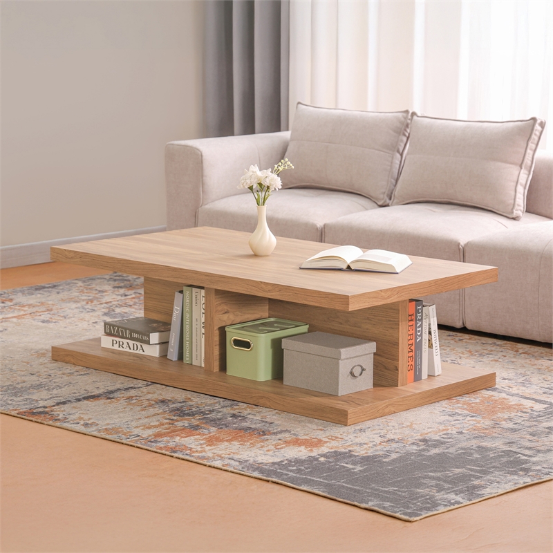 NPD Furniture Larson Rectangular Coffee Table in Terra Oak