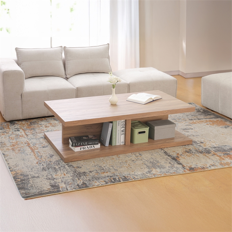 NPD Furniture Larson Rectangular Coffee Table in Terra Oak