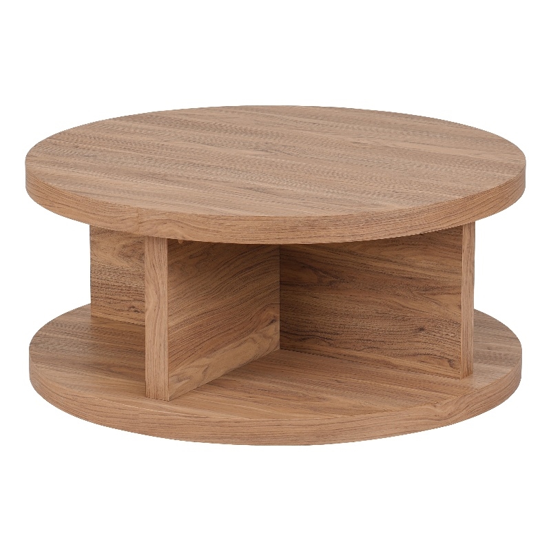 NPD Furniture Larson Round Coffee Table in Terra Oak
