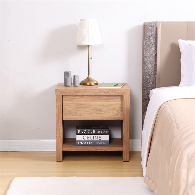 NPD Furniture Larson Nightstand/Side Table in Terra Oak