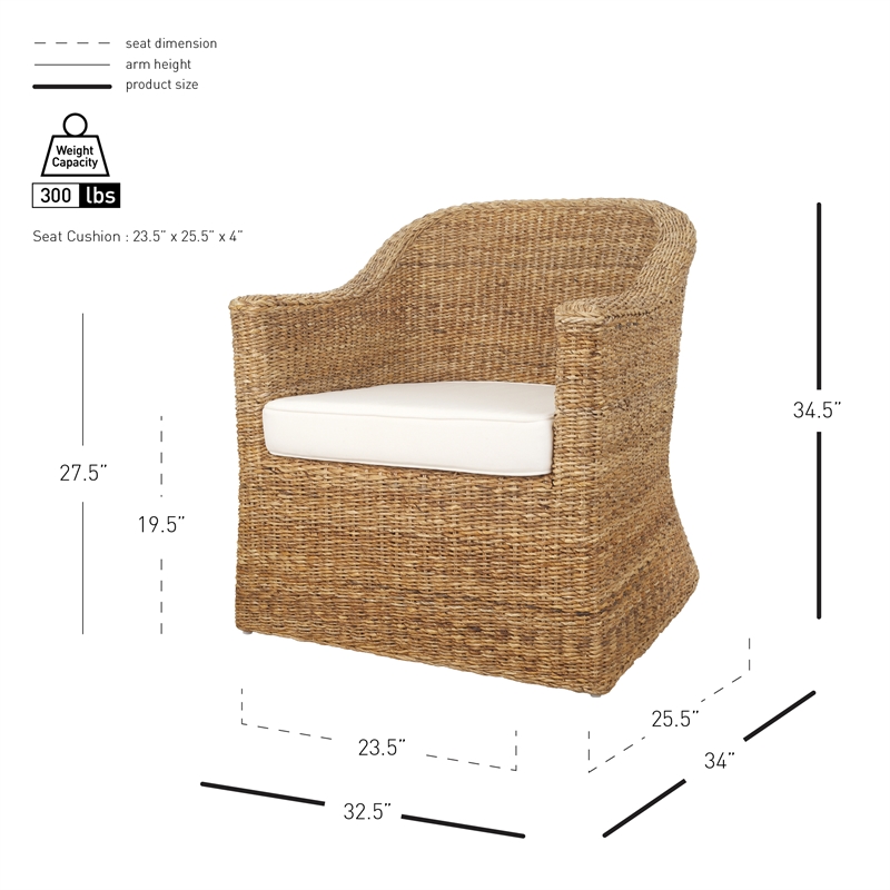 New Pacific Direct Earwyn Abaca Accent Arm Chair in Natural