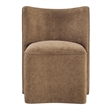 NPD Furniture Morraine Chenille Dining Side Chair w/ Casters in Brown