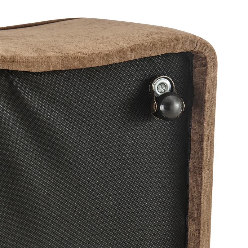NPD Furniture Morraine Chenille Dining Side Chair w/ Casters in Brown