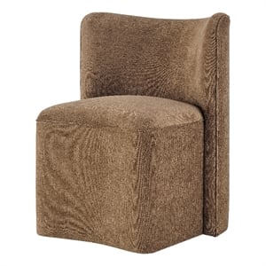NPD Furniture Morraine Chenille Dining Side Chair w/ Casters in Brown