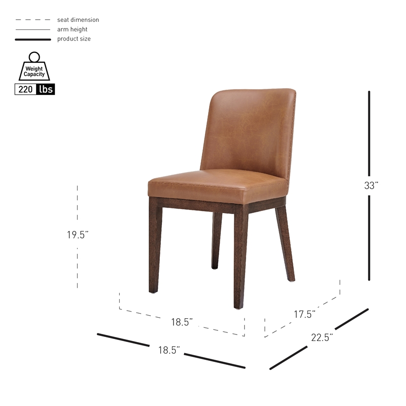 NPD Furniture Cayden Faux Leather Dining Side Chair in Borneo Chocolate