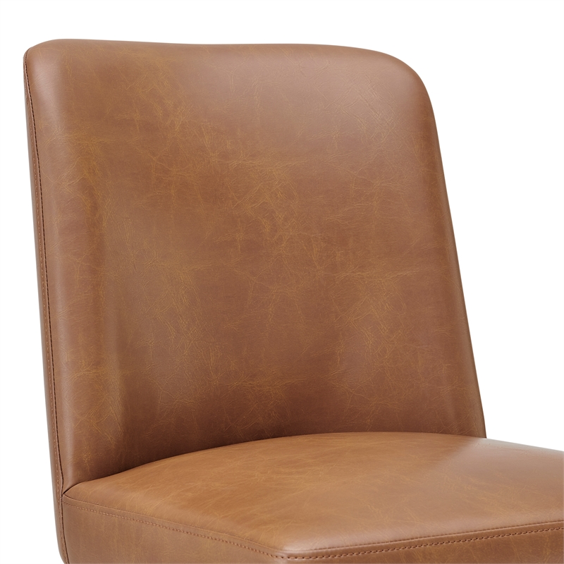 NPD Furniture Cayden Faux Leather Dining Side Chair in Borneo Chocolate