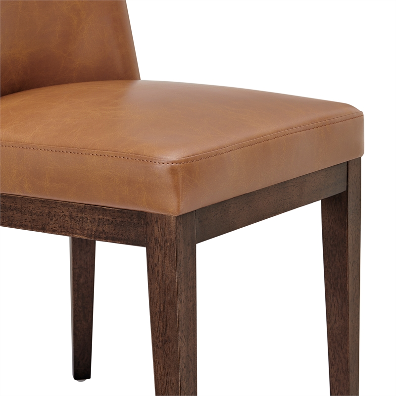 NPD Furniture Cayden Faux Leather Dining Side Chair in Borneo Chocolate