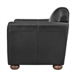 NPD Furniture Grandora Top Grain Leather Accent Arm Chair in Stolm Black