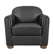 NPD Furniture Grandora Top Grain Leather Accent Arm Chair in Stolm Black