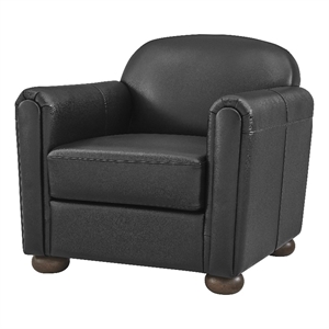 New Pacific Direct Grandora Top Grain Leather Accent Arm Chair in Stolm Black