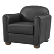 NPD Furniture Grandora Top Grain Leather Accent Arm Chair in Stolm Black