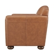 NPD Furniture Grandora Top Grain Leather Accent Arm Chair in Brown