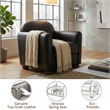 NPD Furniture Grandora Top Grain Leather Accent Arm Chair in Brown