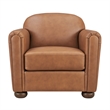 NPD Furniture Grandora Top Grain Leather Accent Arm Chair in Brown
