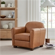 NPD Furniture Grandora Top Grain Leather Accent Arm Chair in Brown