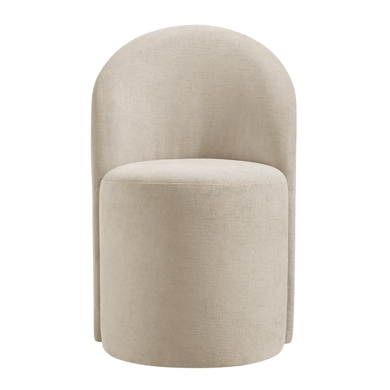 NPD Furniture Cabrina Chenille Dining Side Chair w/ Casters in Beige