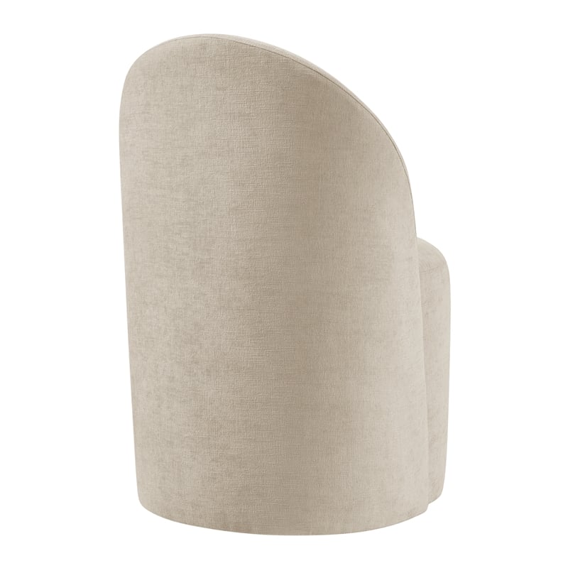 NPD Furniture Cabrina Chenille Dining Side Chair w/ Casters in Beige