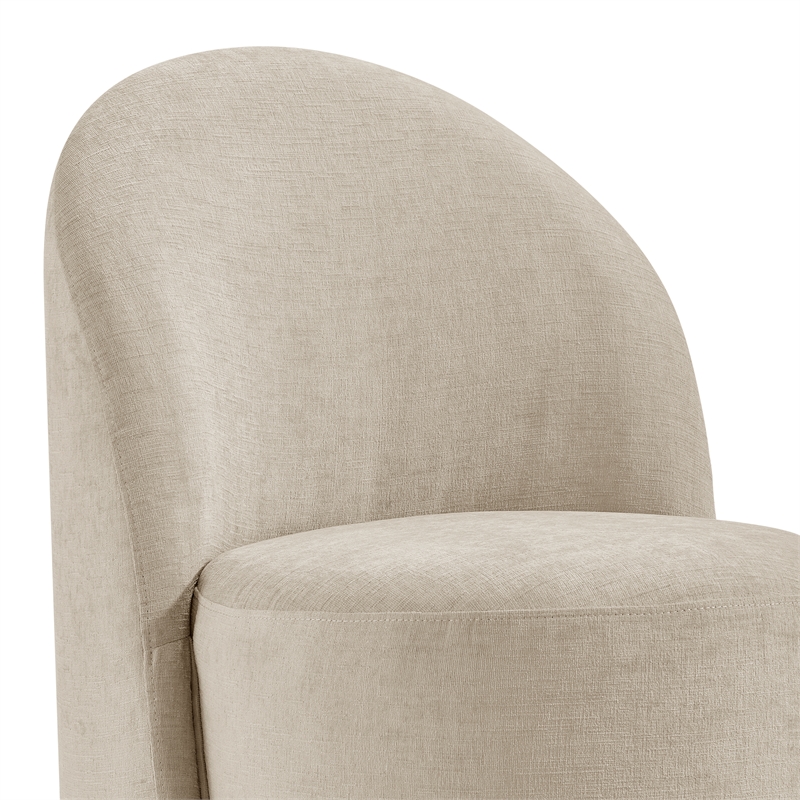 NPD Furniture Cabrina Chenille Dining Side Chair w/ Casters in Beige