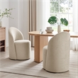 NPD Furniture Cabrina Chenille Dining Side Chair w/ Casters in Beige