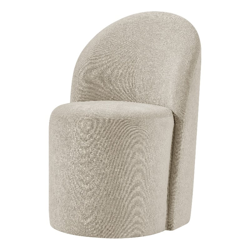 NPD Furniture Cabrina Chenille Dining Side Chair w/ Casters in Beige